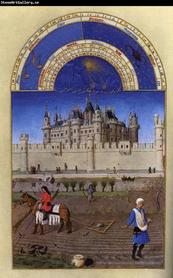 LIMBOURG brothers Les trs riches heures du Duc de Berry: Octobre (October)